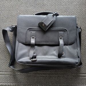 Aldo Black Faux Leather Men's Unisex Laptop Bag Student Shoulder Messenger Tech